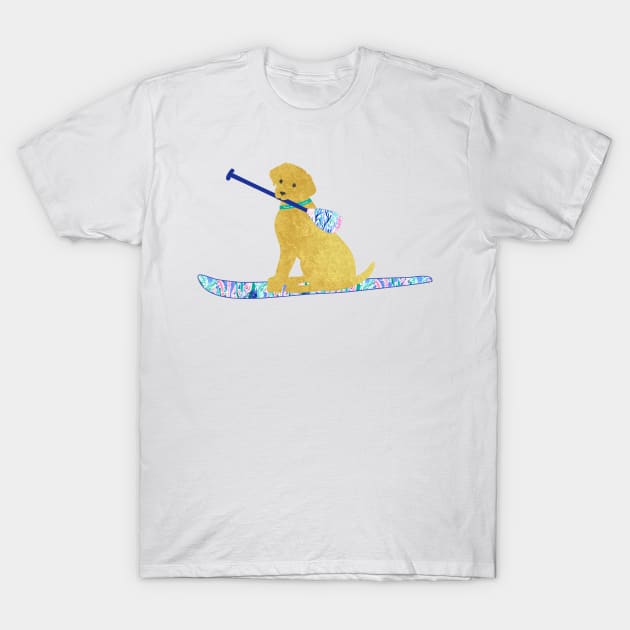 SUP Preppy Golden Retriever - Lilly Inspired Stand Up Paddle Board T-Shirt by emrdesigns